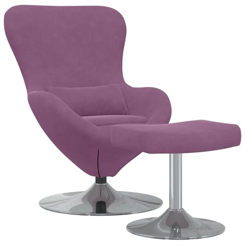 Genérico wenjingqi 42002754 Eiersessel mit Fußstütze aus Samt, Violett von Genérico