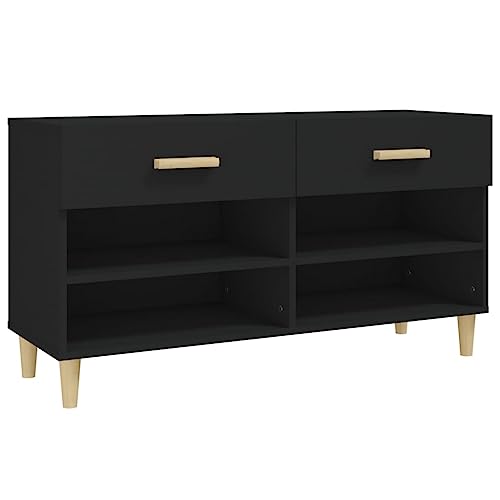 Genérico wenjingqi 812817 Schuhschrank aus Sperrholz, Schwarz, 102 x 35 x 55 cm von Genérico