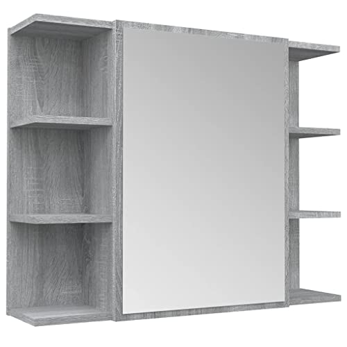 Genérico wenjingqi 815523 Spiegelschrank für Badezimmer, Sperrholz, Grau, Sonoma, 80 x 20,5 x 64 cm von Genérico