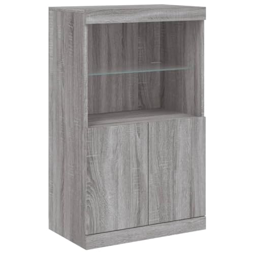 Genérico wenjingqi 836670 Sideboard mit LED-Lichtern, Sonoma, Grau, 60,5 x 37 x 100 cm von Genérico