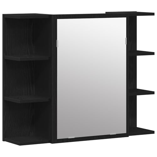 Genérico wenjingqi 862498 Spiegelschrank aus Eiche, Schwarz, massives Eichenholz von Genérico