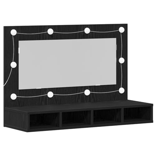 Genérico wenjingqi 862781 LED-Spiegelschrank, Holztechnik, Eiche, Schwarz, 90 x 31,5 x 62 cm von Genérico