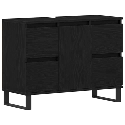 Genérico wenjingqi 862895 Badezimmerschrank, Waschbecken, Schwarz, Eiche, 80 x 33 x 60 cm, Holz von Genérico