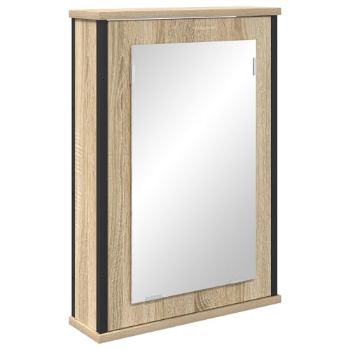 Genérico wenjingqi 868041 Spiegelschrank, Eiche, Spanplatte, Glas, Metall von Genérico
