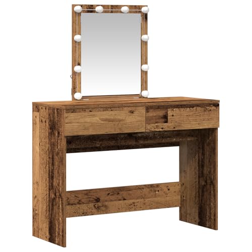Genérico wenjingqi 868840 Schminktisch mit Spiegel und LED-Lichtern aus Holz in Antik-Optik von Genérico