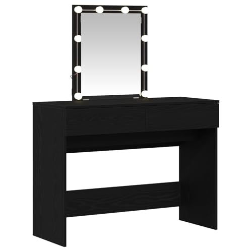 Genérico wenjingqi 868842 Schminktisch mit Spiegel und LED-Licht, Holztechnik, Eiche, Schwarz Genérico wenjingqi 868842 Schminktisch mit Spiegel und LED-Licht, Holztechnik, Eiche, Schwarz von Genérico