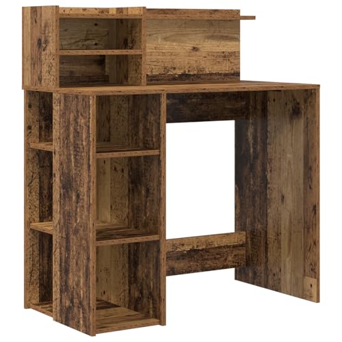 Genérico wenjingqi 869528 Schreibtisch mit Aufbewahrung, antikes Holz, 90 x 48 x 101,5 cm von Genérico