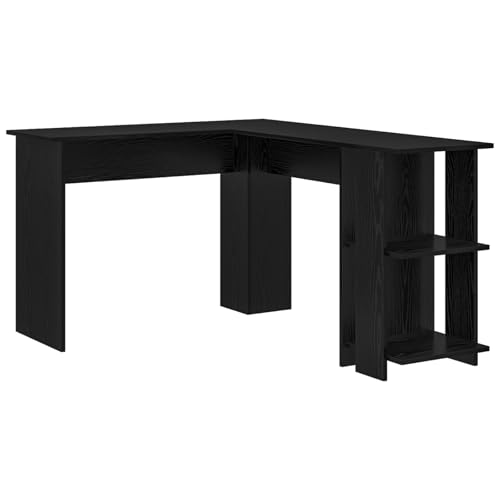 Genérico wenjingqi 869555 Eckschreibtisch aus Eiche, Schwarz, MDF, mittelgroß von Genérico