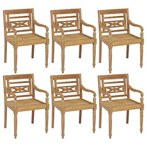 Genérico wenjingqi Batavia 3073347 Stühle aus massivem Teakholz, 6 Stück von Genérico