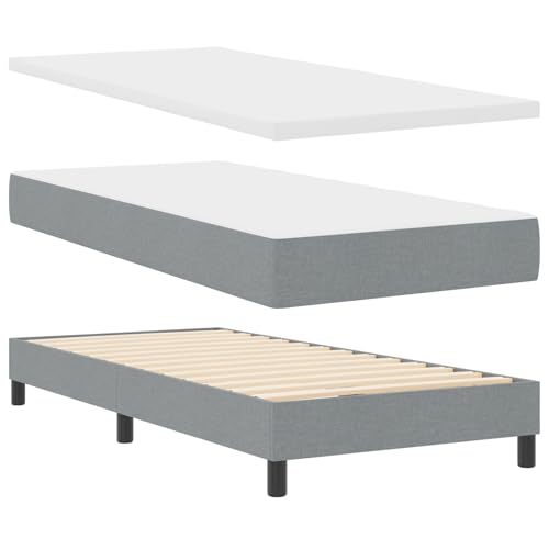 Genérico wenjingqi Boxspringbett mit Matratze - Hellgrau - 160 x 200 cm - Stoff, 3341111 von Genérico