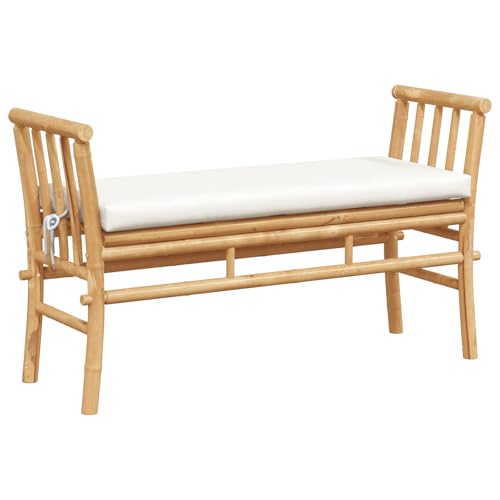 Genérico wenjingqi Gartenbank mit Kissen Bambus 110 cm 4108077 von Genérico