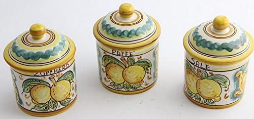 Gläser Set Zucker Kaffee Zucker Keramik Sizilianische Gelb und Grün Heilige Stefano Camaster Handdekoriert Zitronen Art 8 von Generico
