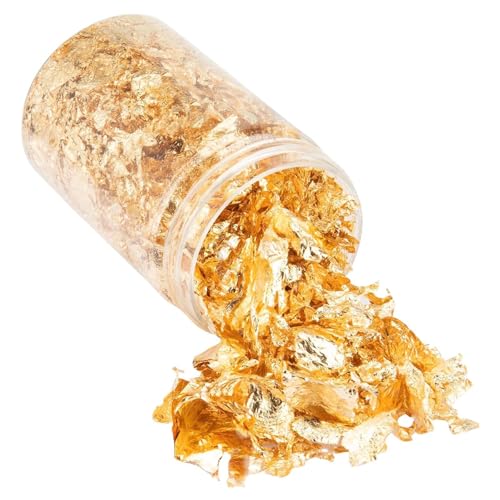 Goldfolien-Schuppen aus Harz, Goldfolien-Schuppen zum Basteln | Metallblätter in Gold-Optik | Mehrzweck-Dekorfolie aus Goldfolie für Malerei, Nägel, Herstellung von Genérico