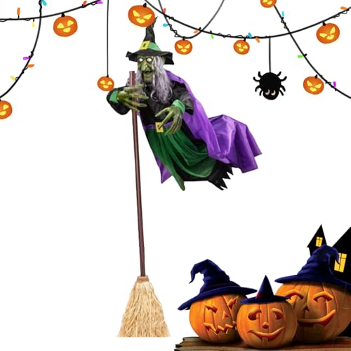 Gruselige Dekoration der fliegenden Hexe – realistische Halloween-Dekoration der fliegenden Hexe, 6 Fuß auf , fliegende Halloween-Hexe mit , Horror-Dekoration für Party von Genérico