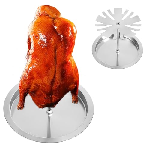 Hähnchenbeinständer, Hähnchenrost für Ofen, Hähnchenbräter aus Edelstahl | 2-in-1-Hähnchenbräter, Hähnchengrillständer mit 10 Schlitzen und Band von Genérico