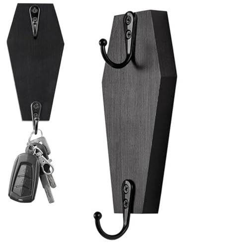 Haken für Särge, Wandhaken für Särge, Kleiderhaken in Sargform, schwarze Wandhaken aus Holz, gotische und gruselige Dekoration für zu Hause, -Aufhänger von Genérico