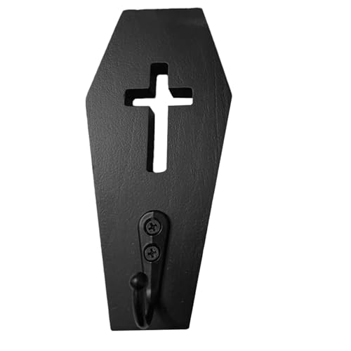 Haken für Sarg-Schlüssel, Garderobenhaken aus schwarzem Holz | Halloween-Holz-Kleiderbügel für Tassen, Taschen, Handtücher, Gothic-Dekoration für Küche, Wohnzimmer und Schlaf von Genérico