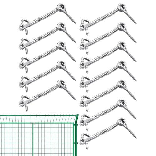 Haken- und Ösenriegel – 12-teiliges Set aus Edelstahl | Federmechanismus für Türen, Zäune, Schränke im Außenbereich von Genérico