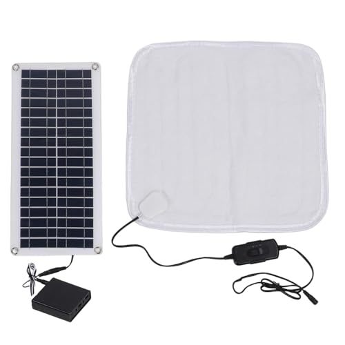 Haustierwärmekissen mit Solarpanel, Heizmatte für Hunde und Katzen 12V und 100W Verstellbare Heizung Heizdecke mit Akku Kissen von Genérico