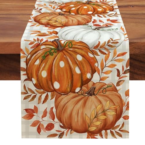 Herbsttisch – Kürbistisch | Thanksgiving-Tischdecke mit Kürbismuster, rechteckig, aus Leinen für Herbst Herbsttisch – Kürbistisch | Thanksgiving-Tischdecke mit Kürbismuster, rechteckig, aus Leinen für Herbst von Genérico