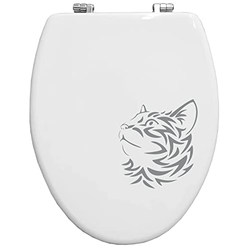 Katzen-Aufkleber für Toiletten, lustige Toilettensticker für WC-Deckel für Badezimmer WC Decor - Farbe wählbar Artikelnummer I0072 (grau) von Generico