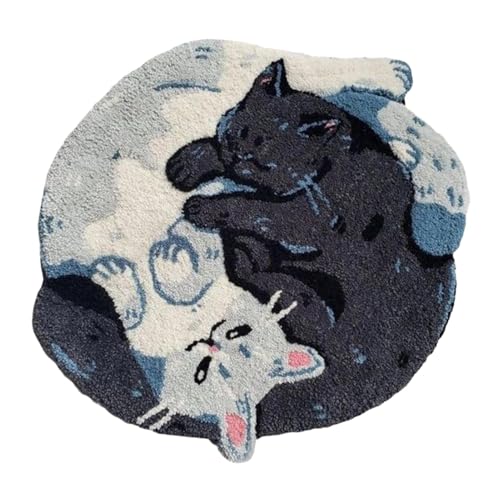Katzenbadezimmerteppich – dekorativer Badteppich aus Plüsch mit Katzenmuster | Duschmatte mit Katzenmuster | lustiger dicker und saugfähiger Duschvorleger von Genérico
