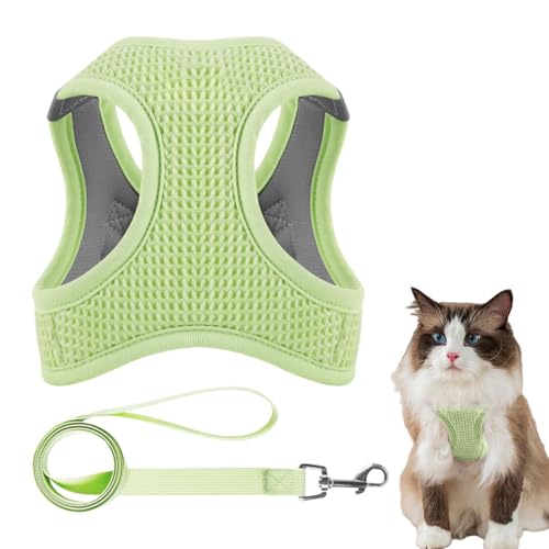Katzengeschirr – Brustgeschirr für Katzen | Auslaufsicheres Katzengeschirr | Durchgangsgeschirr für Katzen | reflektierende Jacke aus atmungsaktivem Netzstoff, leichtes Geschirr für Spaziergänge im von Genérico