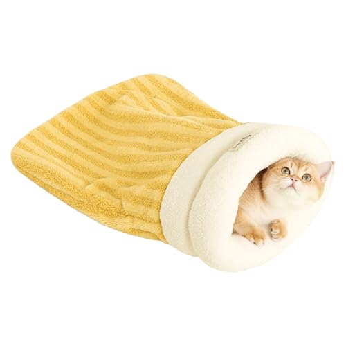 Katzenschlafsack – Winterschlafsättel für Haustiere | Katzenhöhle für den Winter | Höhlenbett gegen Angstzustände | Bequeme Schlaftasche für Katzen für Wohnzimmer Balkon von Genérico