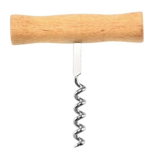 Korkenzieher im T-Stil mit Holzgriff, klassischer Korkenzieher, Edelstahl, einfache Neuheit, Edelstahl, tragbar, einfach zu schrauben und zu ziehen von Genérico