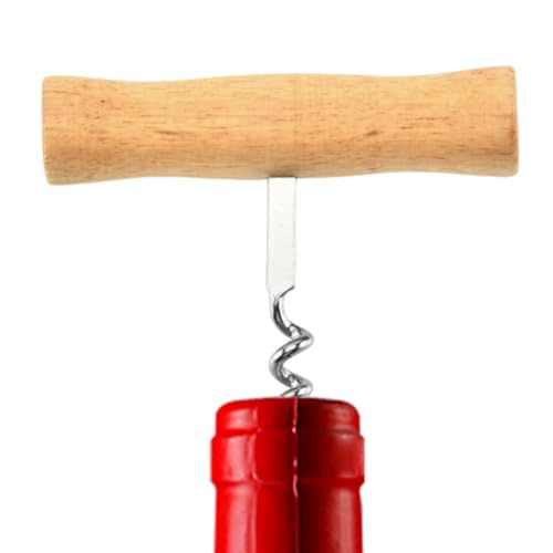 Korkenzieher mit Holzgriff, Tright, manueller Flaschenöffner in T-Form, professionelles manuelles Weinzubehör aus Edelstahl, einfacher Korkenzieher Korkenzieher mit Holzgriff, Tright, manueller Flaschenöffner in T-Form, professionelles manuelles Weinzubehör aus Edelstahl, einfacher Korkenzieher von Genérico