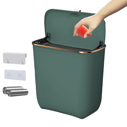 Küchenmülleimer: Über die Tür kann der Mülleimer an der Tür platziert werden | Mülleimer zur Wandmontage | Türbaton mit Deckel, 7 Liter Behälter mit Taschen, Eimer aus P von Genérico