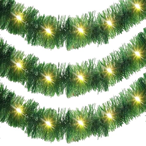 LED-Lichterkette für Weihnachtsbaum, Lametta-Girlande für Hochzeiten, glitzernde Lametta-Ornamente, 125 cm, drehbare Weihnachtsdekoration mit Lichterstreifen von Genérico