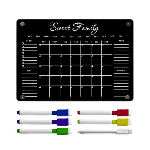 Magnetisches Whiteboard - Magnetisches Trockenbrett - Transparentes Acryl-Memo-Pad - Transparentes wiederverwendbares Nachrichtenbrett mit Markern für Küche Büro Fridge Desktop Planer Organizer von Genérico