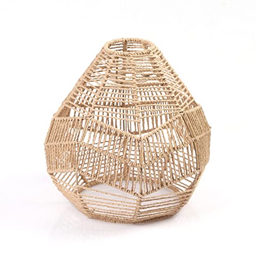 Makramee-Lampenschirm, Makramee-Deckenleuchte, 29 x 30 cm, Makramee-Hängeleuchten, Lampenschirme aus Rattan, Lampenschirme aus geflochtenem Rattan von Genérico