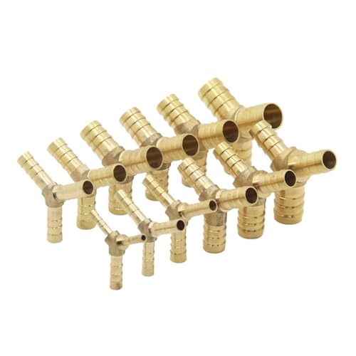 Messing Stachelrohr T-Stück für 4 mm, 5 mm, 6 mm, 8 mm, 10 mm, 12 mm, 16 mm und 19 mm Schläuche, Kupfer-Pagoden-Wasserrohr-Zubehör (13 mm) von Genérico