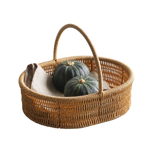 Obstkorb für Küche, gewebter Obstkorb, gewebter Snackständer, Nachahmung, Brotkorb aus Rattan, dekoratives Obst, Servieren von Aufbewahrungsschalen mit Griffen für Theke Obstkorb für Küche, gewebter Obstkorb, gewebter Snackständer, Nachahmung, Brotkorb aus Rattan, dekoratives Obst, Servieren von Aufbewahrungsschalen mit Griffen für Theke von Genérico