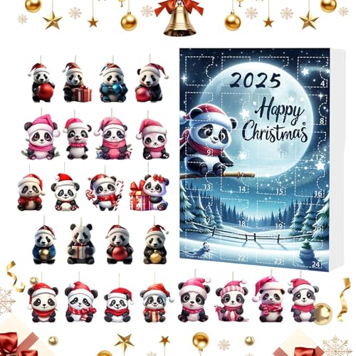 Ornaments Countdown Kalender für Weihnachten, 24-Day Countdown Kalender 2025, Feiertags-Ornaments 2D Acryl Panda Pendant, Tieranhänger für Fenster, Auto, Spiegel, Wand, Weihnachtsbaumdekoration Ornaments Countdown Kalender für Weihnachten, 24-Day Countdown Kalender 2025, Feiertags-Ornaments 2D Acryl Panda Pendant, Tieranhänger für Fenster, Auto, Spiegel, Wand, Weihnachtsbaumdekoration von Genérico