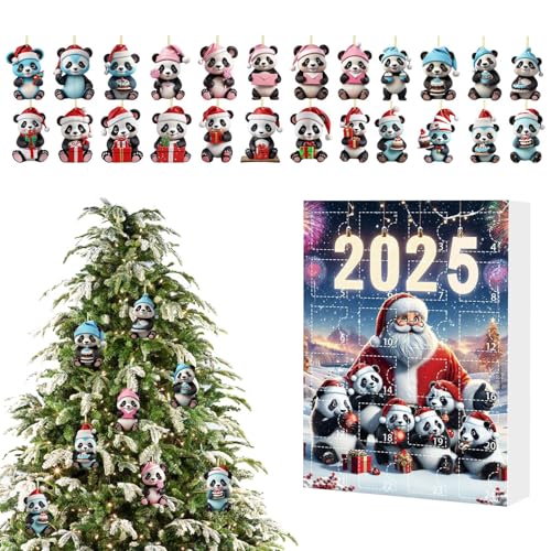 Pandas Adventskalender für 24 Tage, 2D-Acryl, Panda-Muster, niedlicher Tieranhänger für Rückspiegel, Weihnachten, Baum, Fenster Pandas Adventskalender für 24 Tage, 2D-Acryl, Panda-Muster, niedlicher Tieranhänger für Rückspiegel, Weihnachten, Baum, Fenster von Genérico