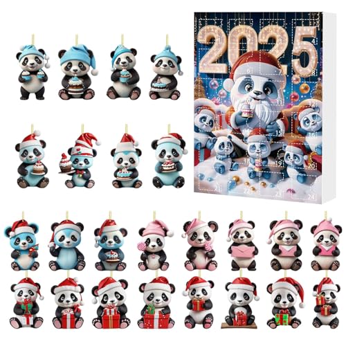 Pandas Adventskalender für 24 Tage | Adventskalender in Panda-Form aus Acryl 2D Set | Niedlicher Tieranhänger für Rückspiegel Weihnachten Baum Fenster Pandas Adventskalender für 24 Tage | Adventskalender in Panda-Form aus Acryl 2D Set | Niedlicher Tieranhänger für Rückspiegel Weihnachten Baum Fenster von Genérico
