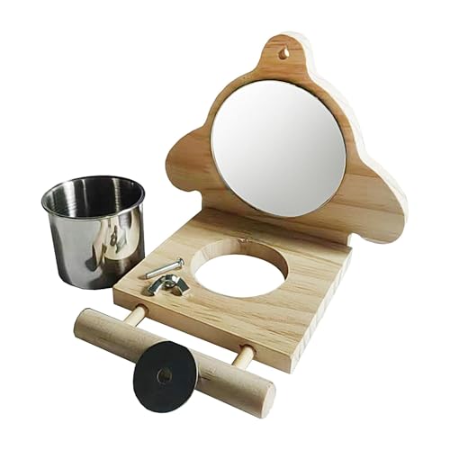 Papageienbarsch - Vogelhaken | Vogelkäfigzubehör | Wellensittich-Spiegelspielzeug aus Holz | Wasserspender für Wellensittiche | Vogel- und -Kleiderbügel mit Spiegel u Papageienbarsch - Vogelhaken | Vogelkäfigzubehör | Wellensittich-Spiegelspielzeug aus Holz | Wasserspender für Wellensittiche | Vogel- und -Kleiderbügel mit Spiegel u von Genérico