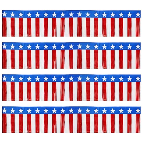 Randbanner, Girlande aus Aluminium, 4. Juli, Streamer, Fransen, Banner, Entwicklung, Schwimmer, Dekoration, 4 x Red White Black Star Fackdrop, Feier-Dekoration für Klassenzimmer, Bühnen Randbanner, Girlande aus Aluminium, 4. Juli, Streamer, Fransen, Banner, Entwicklung, Schwimmer, Dekoration, 4 x Red White Black Star Fackdrop, Feier-Dekoration für Klassenzimmer, Bühnen von Genérico