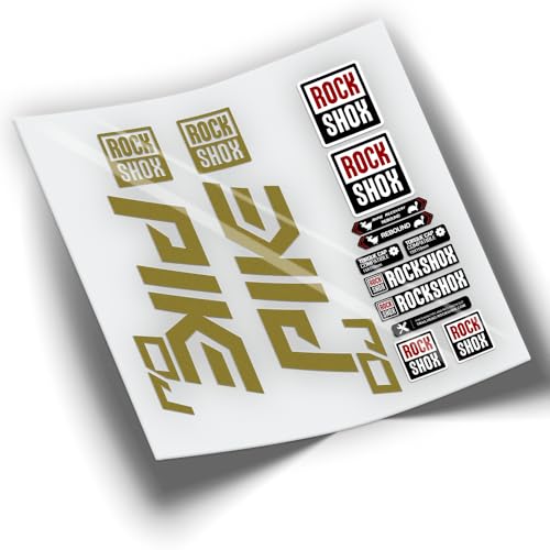 Ref: VP383 Aufkleber, kompatibel mit Rock-Shox PIKE DJ 2021-2025 MTB, Sticker, Aufkleber, Aufkleber für Mountainbikes. (Gold) von Genérico