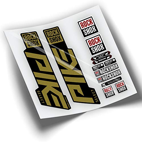 Ref: VP388 Aufkleber, kompatibel mit Rock-Shox PIKE SELECT 2019-2022 MTB, Sticker, Aufkleber, Aufkleber für Mountainbikes, (verchromtes Gold) von Genérico