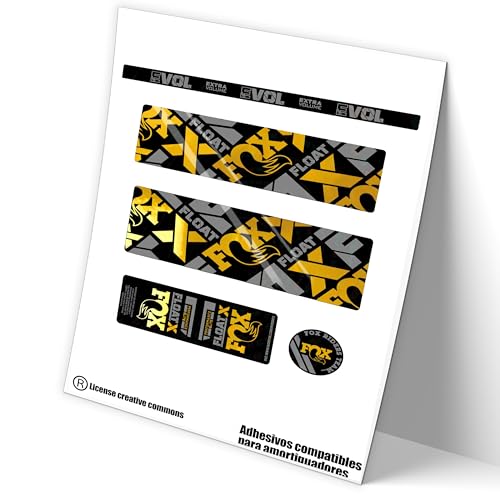 Ref: VP486 Aufkleber, kompatibel mit Stoßdämpfer, FOX FLOAT X ELITE 2021-22 MTB, Sticker, Aufkleber, Aufkleber für Mountainbikes. (CHROME-GOLD) von Genérico