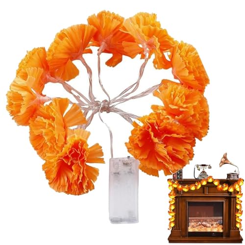Ringelblumengirlande für LED-Dekoration – LED-Lichterkette mit Ringelblume | LED-Blumengirlande, Diwali-Dekoration mit Batterien für Halloween-Dekoration für Zuhause von Genérico