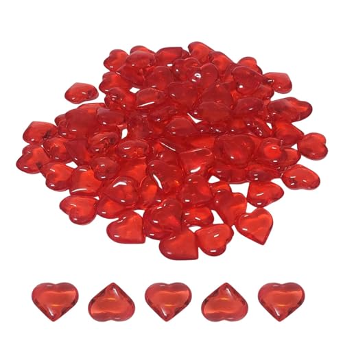 Rote Herzsteine zum Basteln - rote herzförmige Steine, Liebessteine | Vasen mit Herzanhänger aus Acryl, Stein für Tischdekoration von Genérico