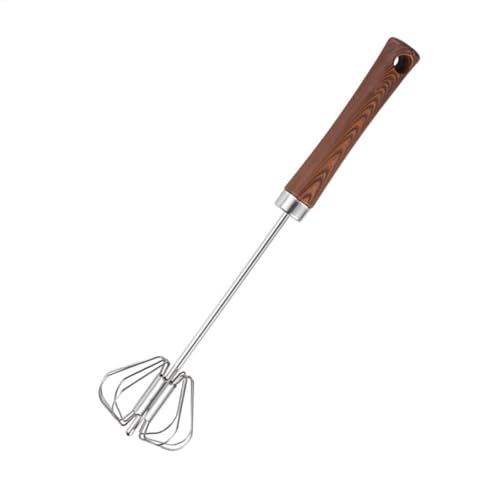Rotierender Eieraufschäumer, halbautomatischer Schneebesen, halbautomatischer, vielseitiger Milchaufschäumer mit manuellem Schieben, Rührbesen mit Holzgriff zum Mischen, Schlagen, Ba von Genérico