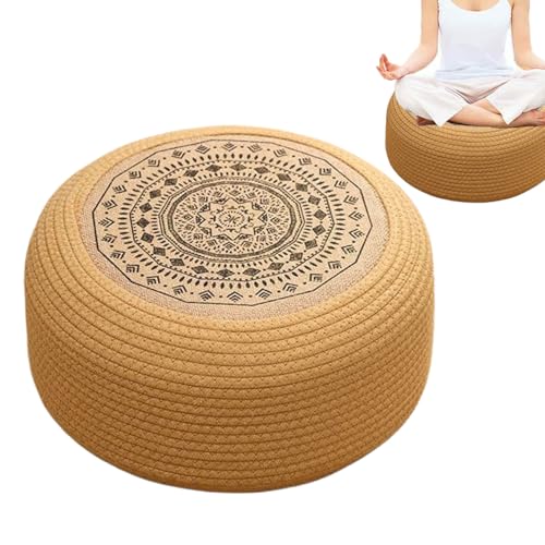 Round Straw Sitzkissen – Tatami-Meditationsmatte, handgemachtes, atmungsaktives Bodenkissen | gewebtes Fußbett für Tempel zu Hause Yoga zu verwenden, natürliches Sitzpad für beruhigenden Raum von Genérico