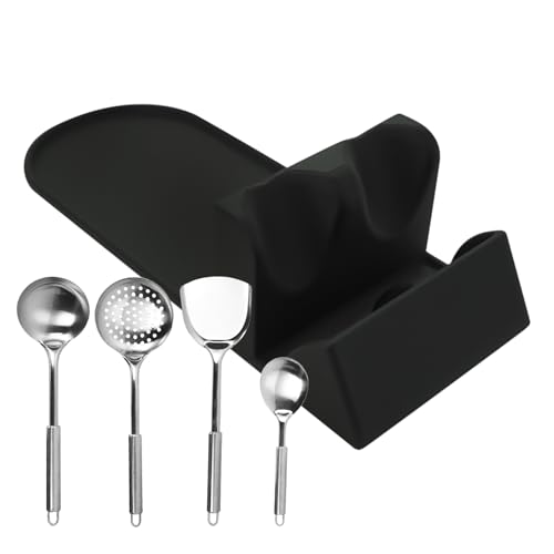 Ruheplatz – Löffelablage – Ofenoberteil – Double Slot Cradle Drip Tablett zur Aufbewahrung von Utensilien, Spatel, Messer, Pinzette aus Silikon von Genérico