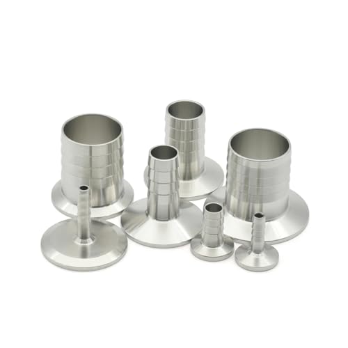 SS304 316L Sanitärschlauch aus Edelstahl, 6, 8, 12, 19, 25, 38 und 51 mm, mit umgekehrtem Hakenanschluss und Ringaußendurchmesser von 50,5 bis 64 mm. (16 mm x Ferrule 34, SS304) von Genérico